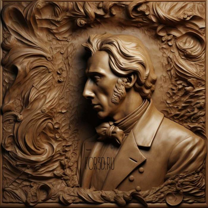 Fryderyk Chopin 3 stl model for CNC